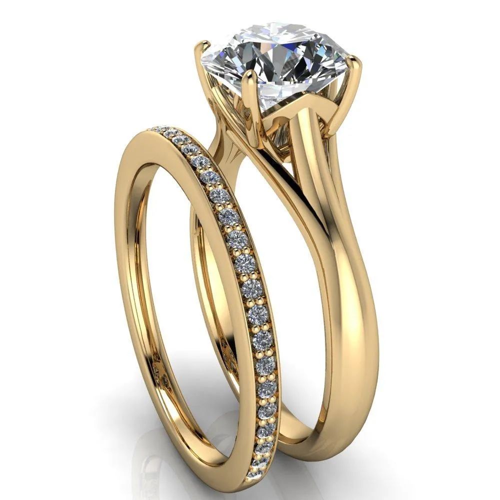 Insignia Round Center Stone 4 Prong Split Shank Engagement Ring