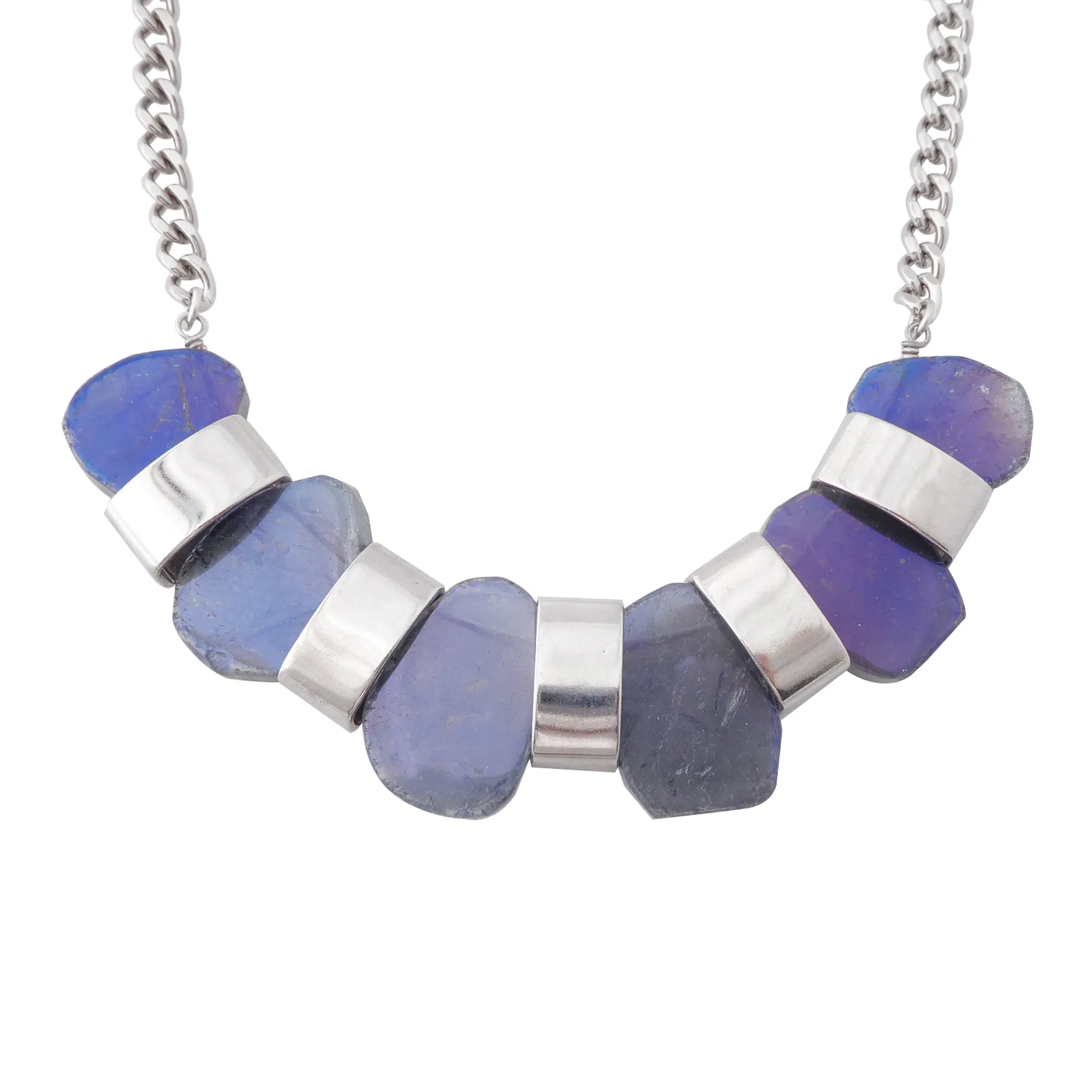Iridescent blue agate necklace