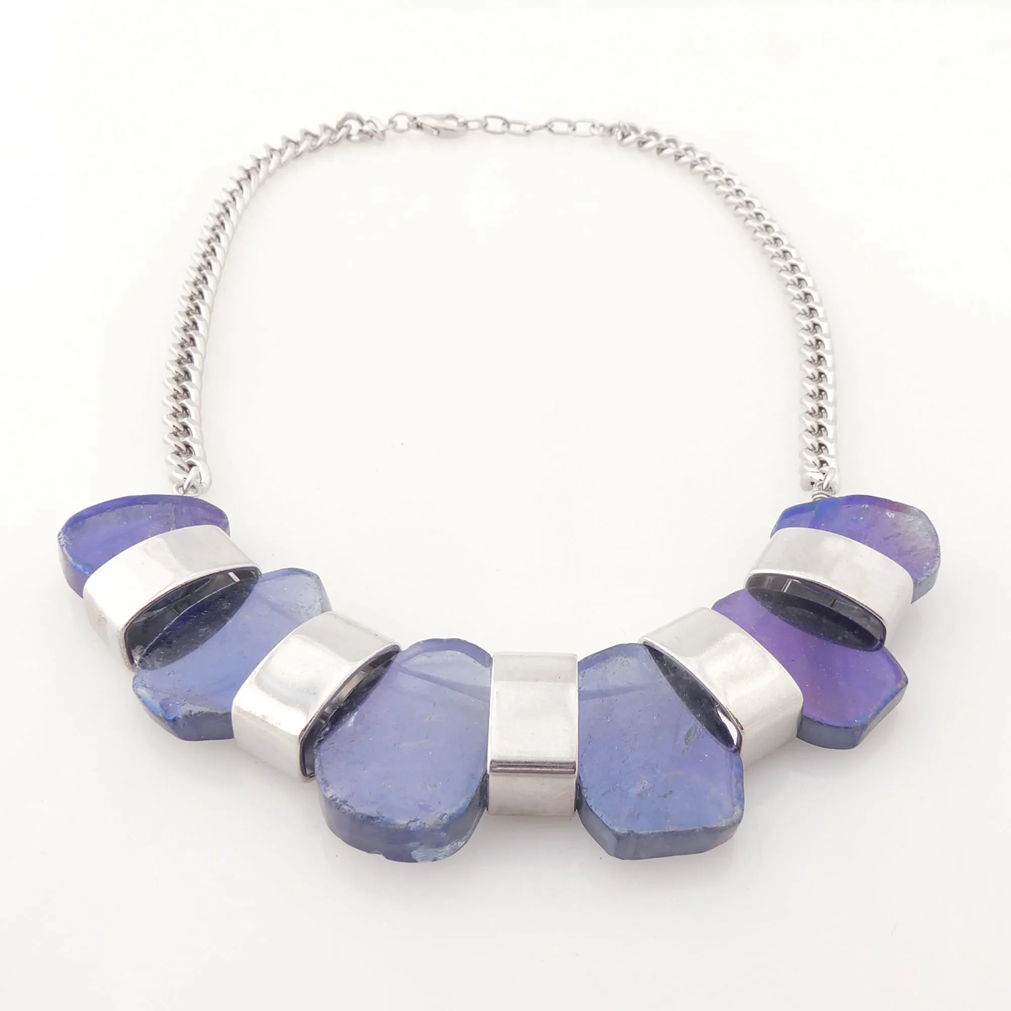 Iridescent blue agate necklace