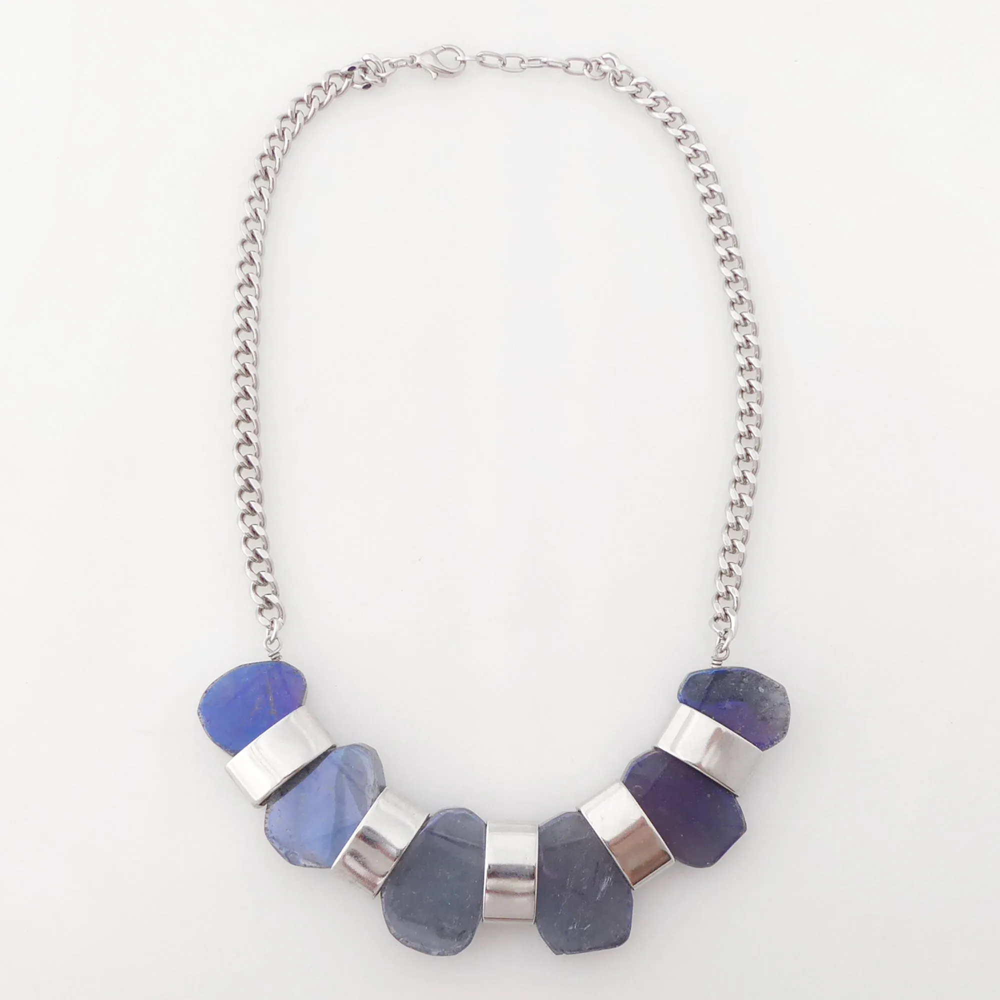 Iridescent blue agate necklace