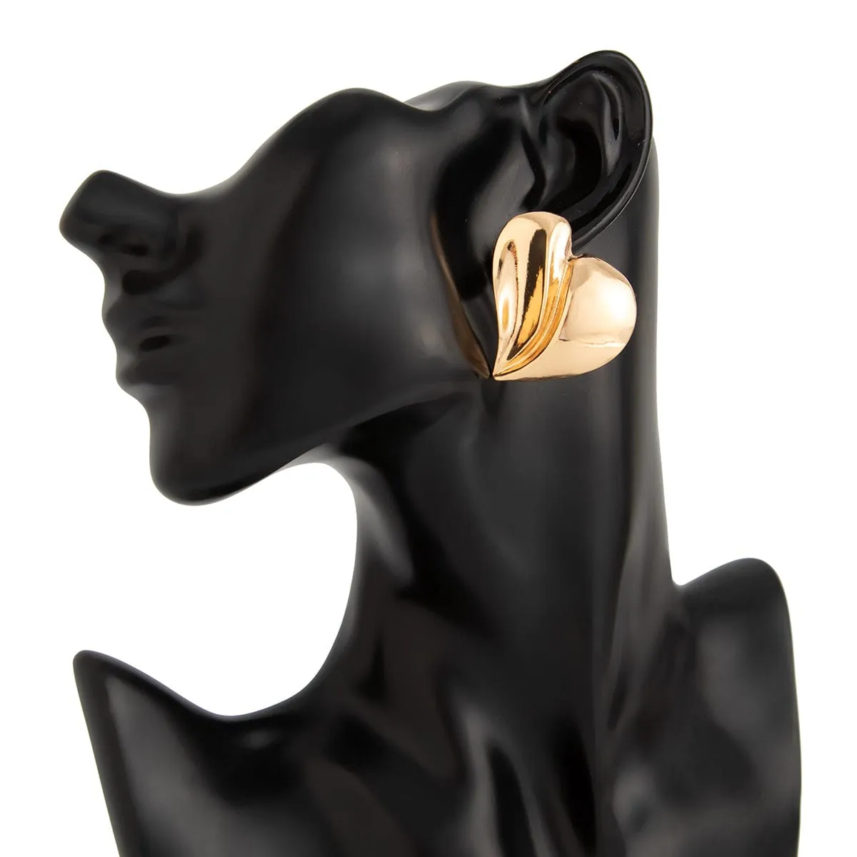 Irregular Gold Silver Plated Heart Stud Earrings