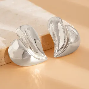 Irregular Gold Silver Plated Heart Stud Earrings