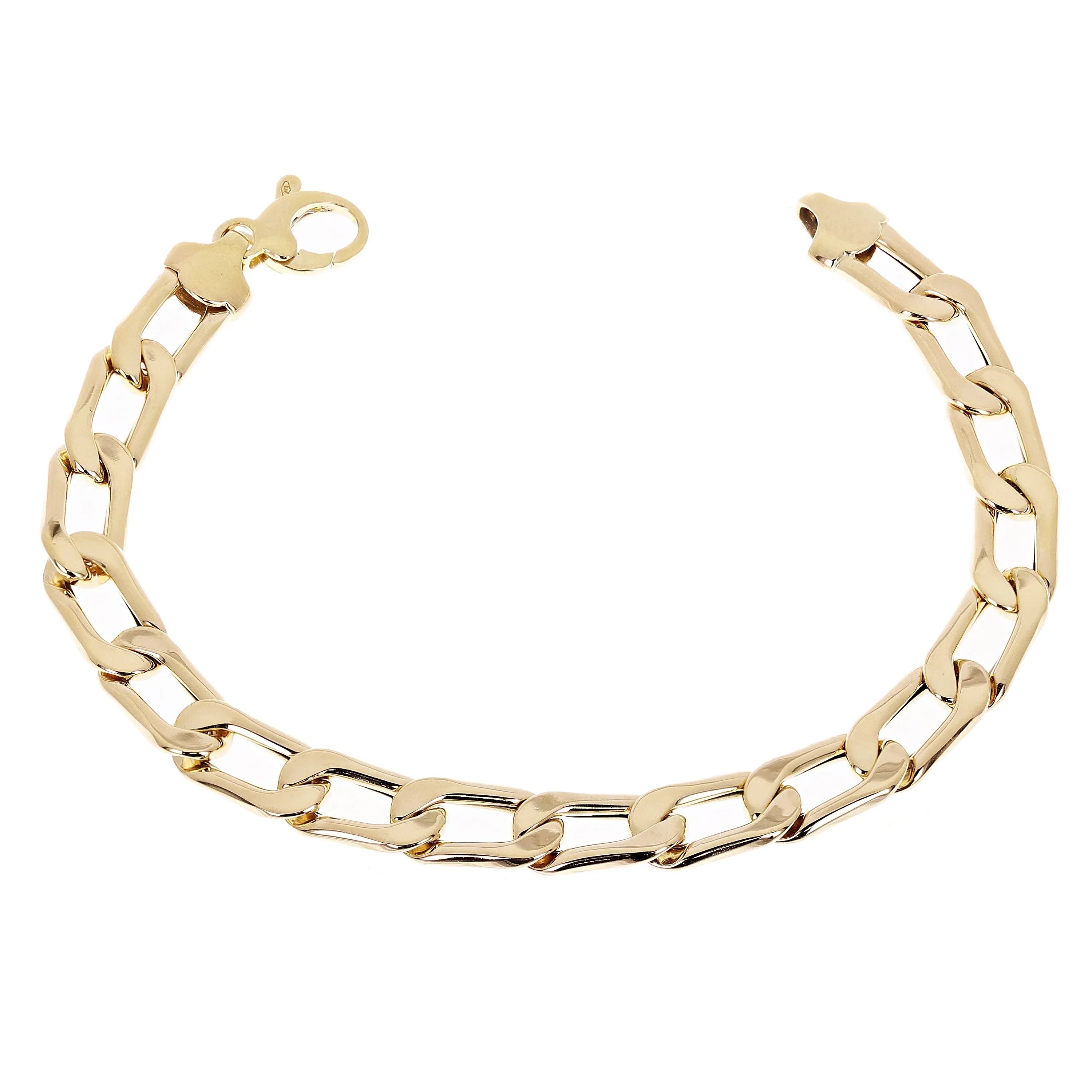 Italian 14k Yellow Gold Hollow Flat Oval Link Bracelet 7.5" 7.7mm 8.4 grams