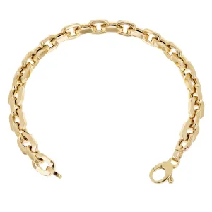 Italian 14k Yellow Gold Hollow Oval Link Bracelet 7.75" 7mm 9.6 grams
