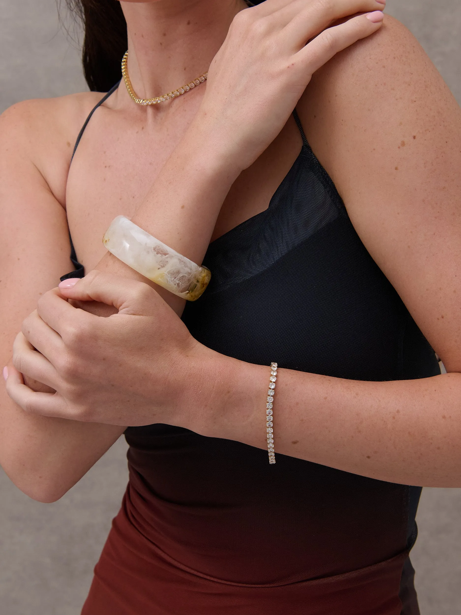 Joey Open Cuff Bangle in Stone