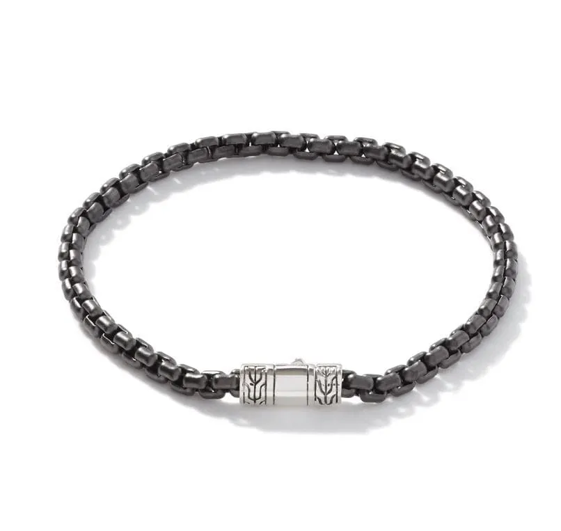 John Hardy Dark Silver 4MM Box Chain Bracelet