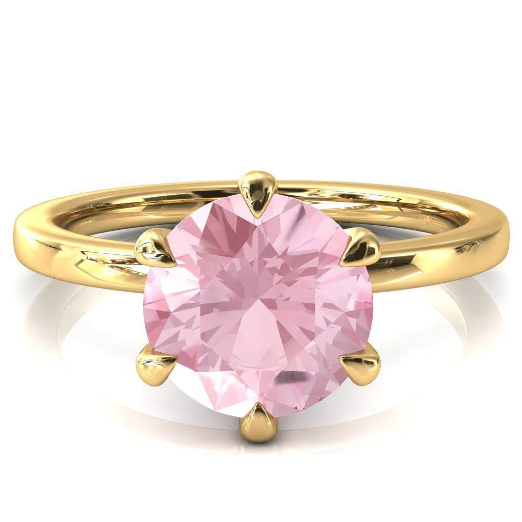 Julianne Round Pink Sapphire Solitaire 6 Prong Ring