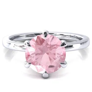 Julianne Round Pink Sapphire Solitaire 6 Prong Ring