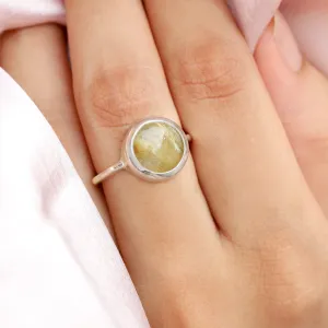 Juno Round Golden Rutile Solitaire Ring