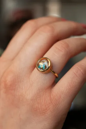 Juno Round Oyster Turquoise Solitaire Ring
