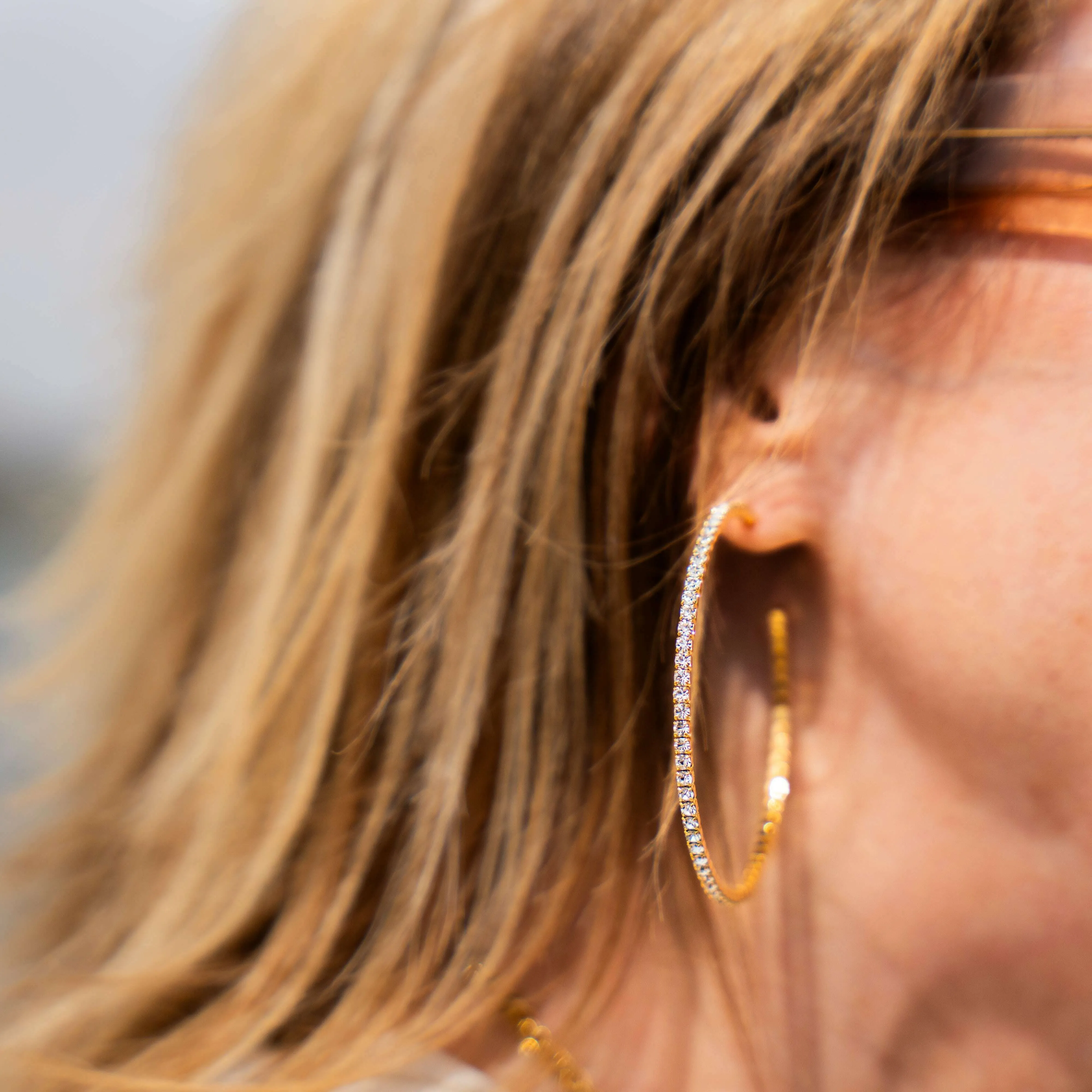 Karli - Gold Pave Flex Earrings - Gold