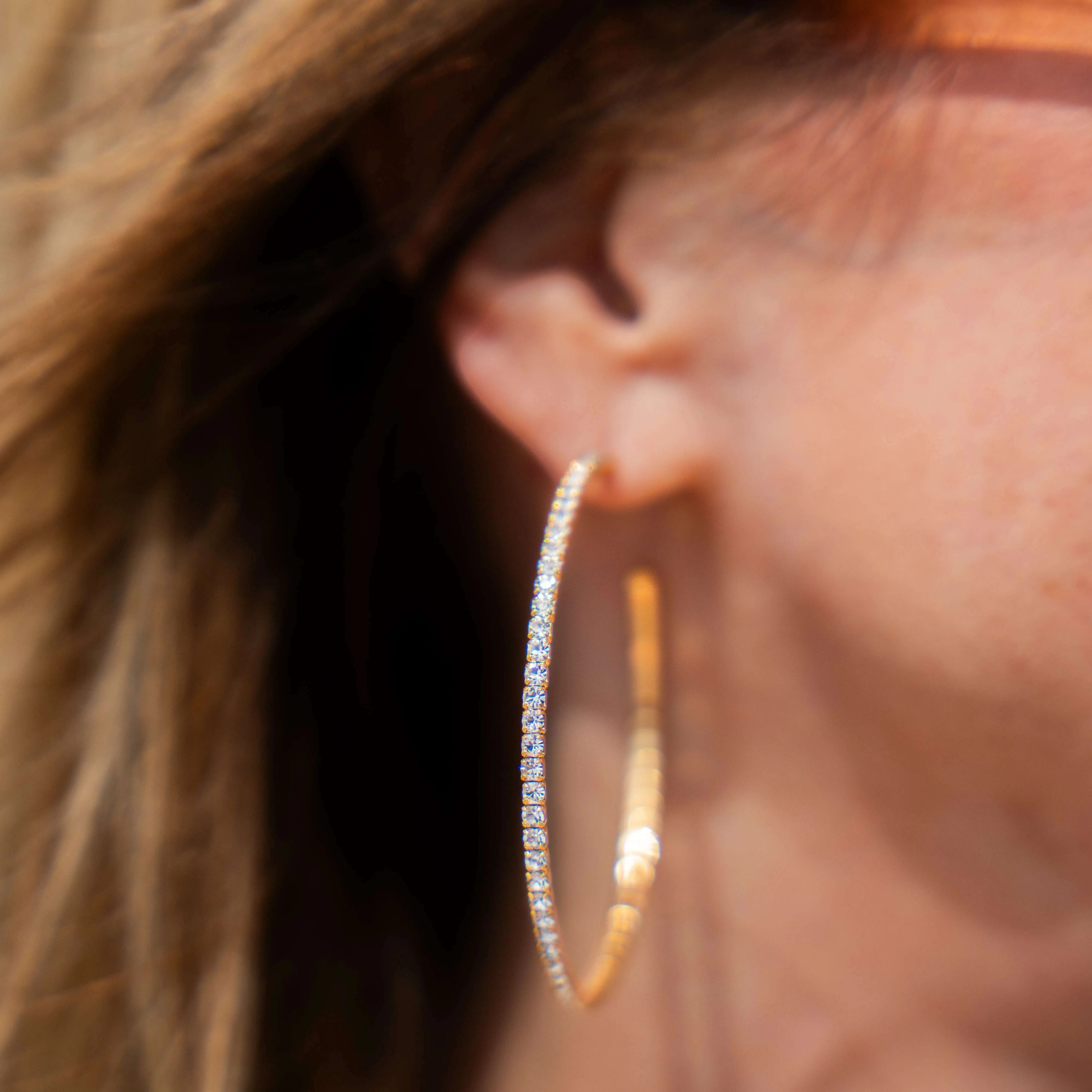 Karli - Gold Pave Flex Earrings - Gold