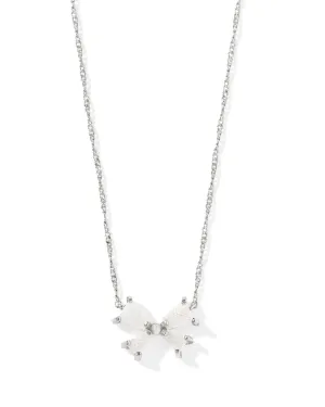 Kendra Scott Blair Bow Pendant Necklace in Silver Iridescent Drusy