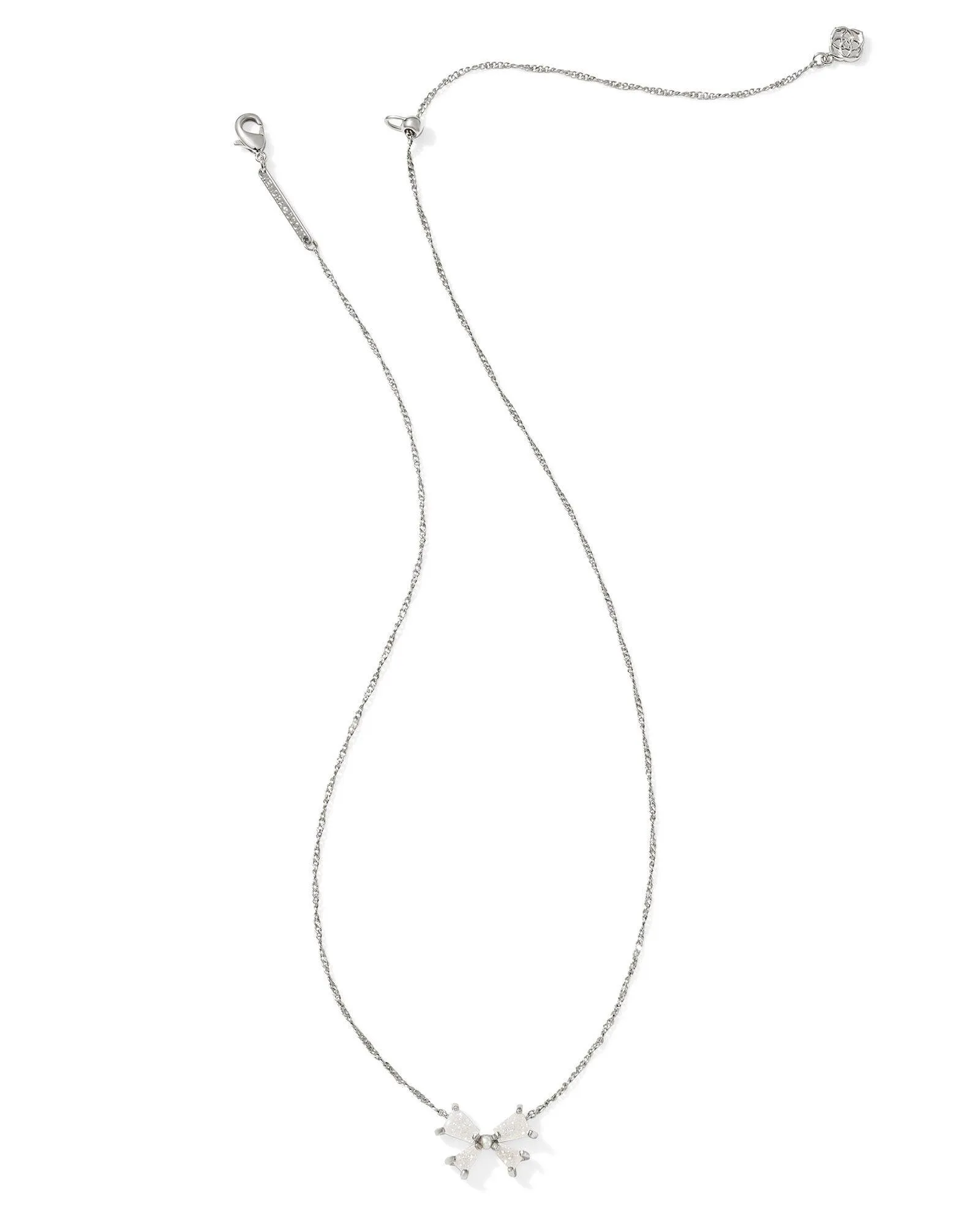 Kendra Scott Blair Bow Pendant Necklace in Silver Iridescent Drusy