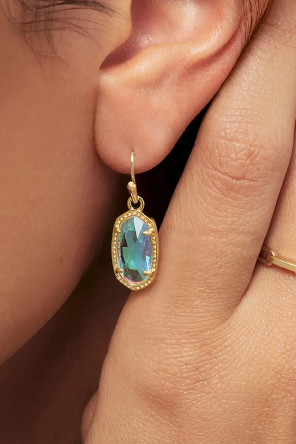 Kendra Scott Lee Gold Drop Earrings in Dichroic Glass | 4217704121