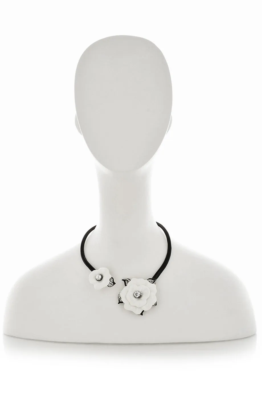 KENNETH JAY LANE MARENA Floral Black White Necklace