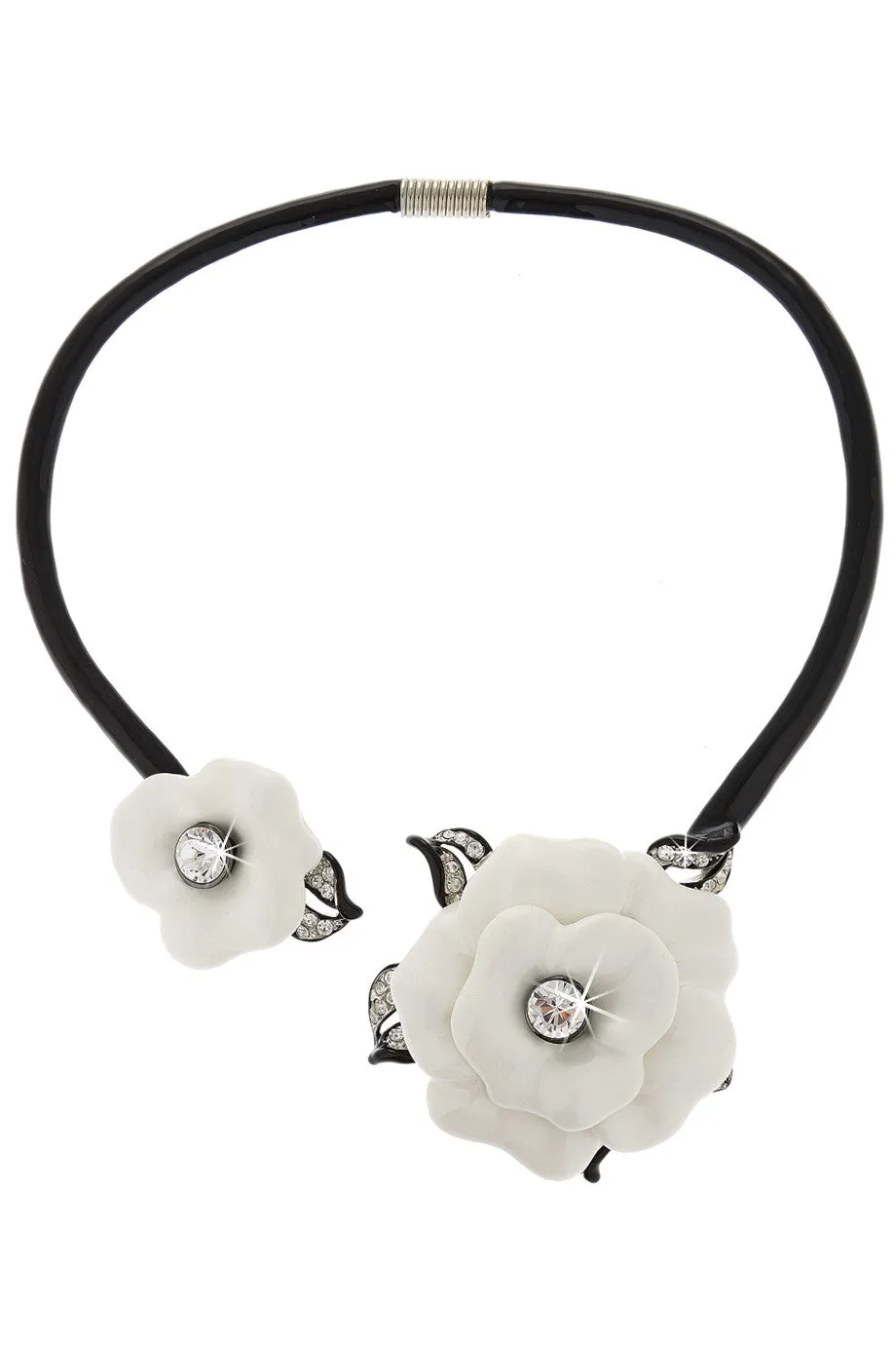 KENNETH JAY LANE MARENA Floral Black White Necklace