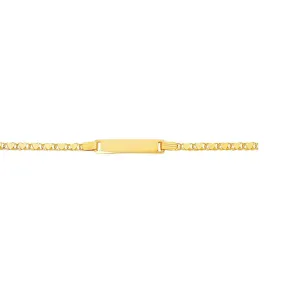 Kids 14kt 6 inches Yellow Gold Shiny Heart Link ID Bracelet with Lobster Clasp