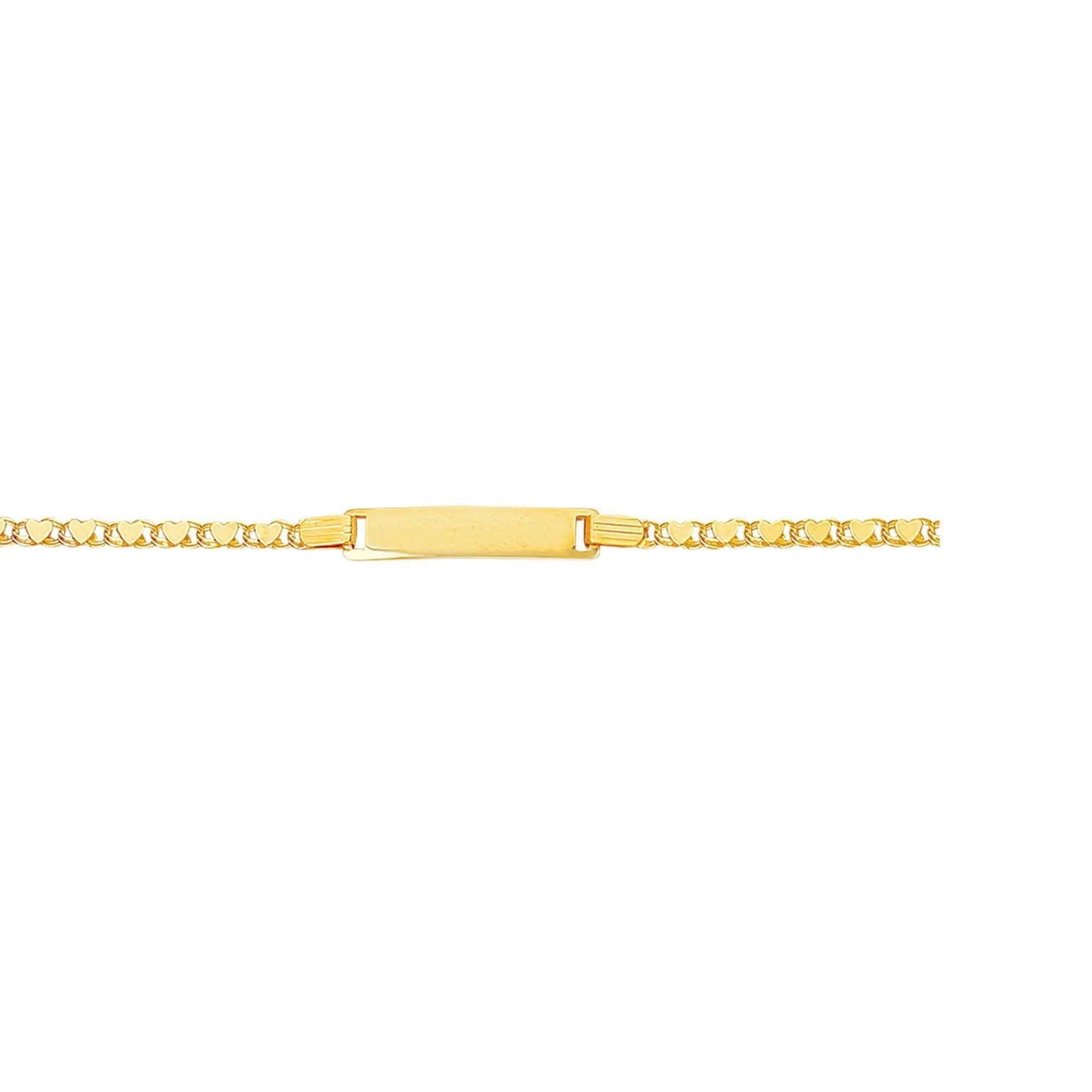 Kids 14kt 6 inches Yellow Gold Shiny Heart Link ID Bracelet with Lobster Clasp
