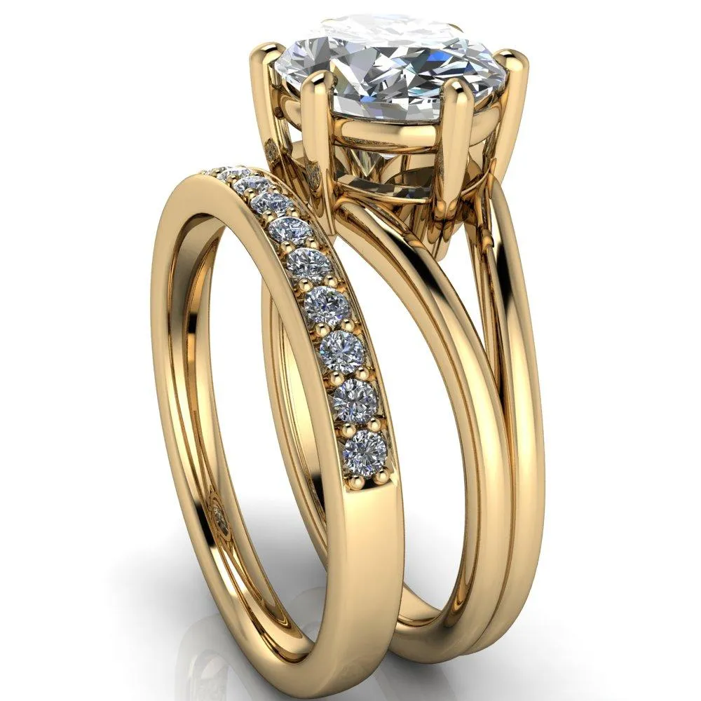 Knox Oval Center Stone 6 Prong Shank Split Engagement Ring