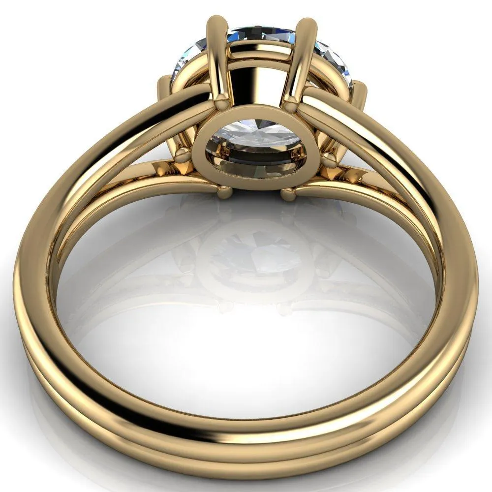 Knox Oval Center Stone 6 Prong Shank Split Engagement Ring
