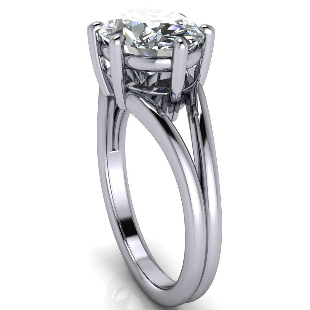 Knox Oval Center Stone 6 Prong Shank Split Engagement Ring