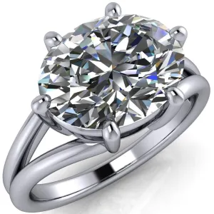Knox Oval Center Stone 6 Prong Shank Split Engagement Ring