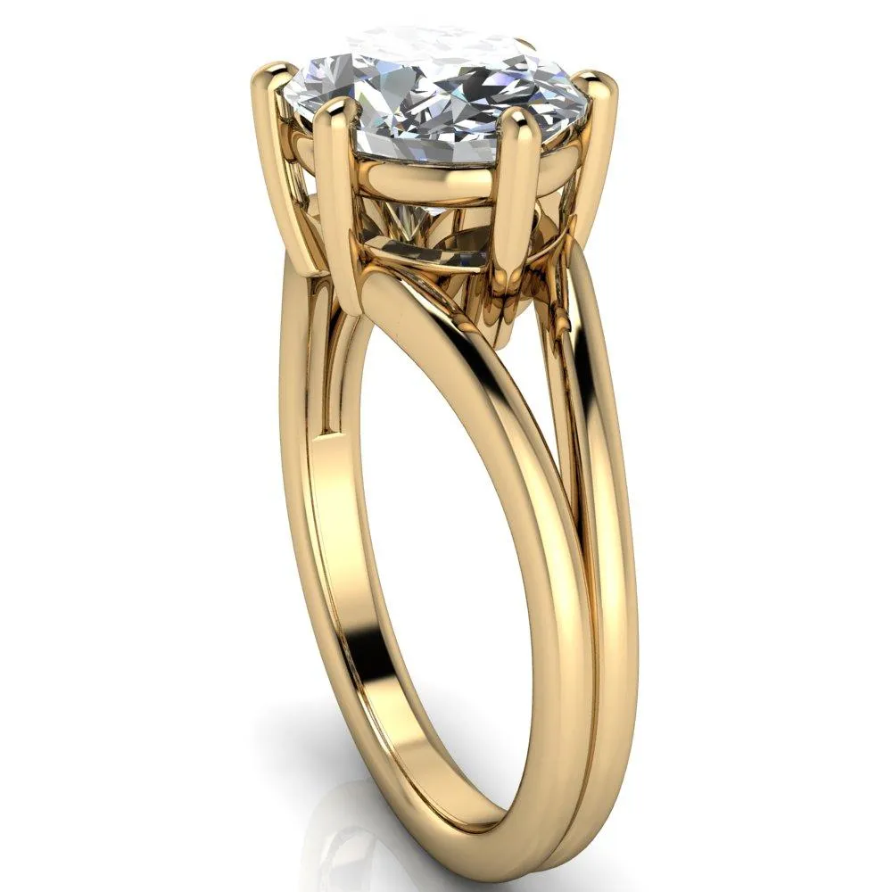 Knox Oval Center Stone 6 Prong Shank Split Engagement Ring