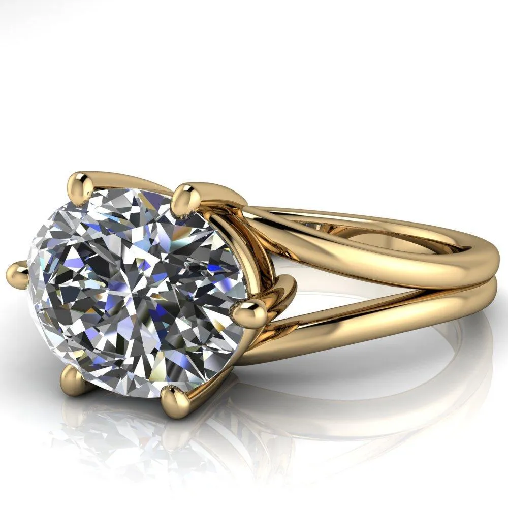 Knox Oval Center Stone 6 Prong Shank Split Engagement Ring