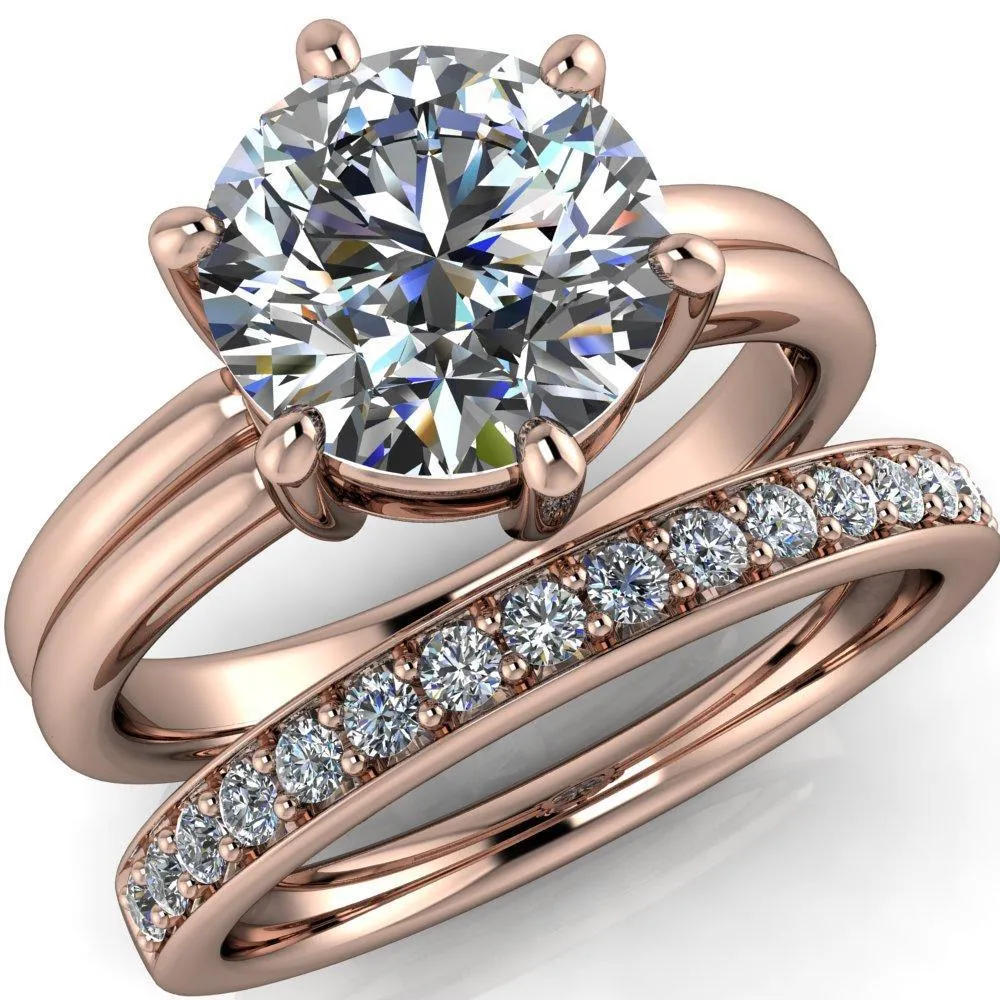 Knox Round Center Stone 6 Prong Shank Split Engagement Ring