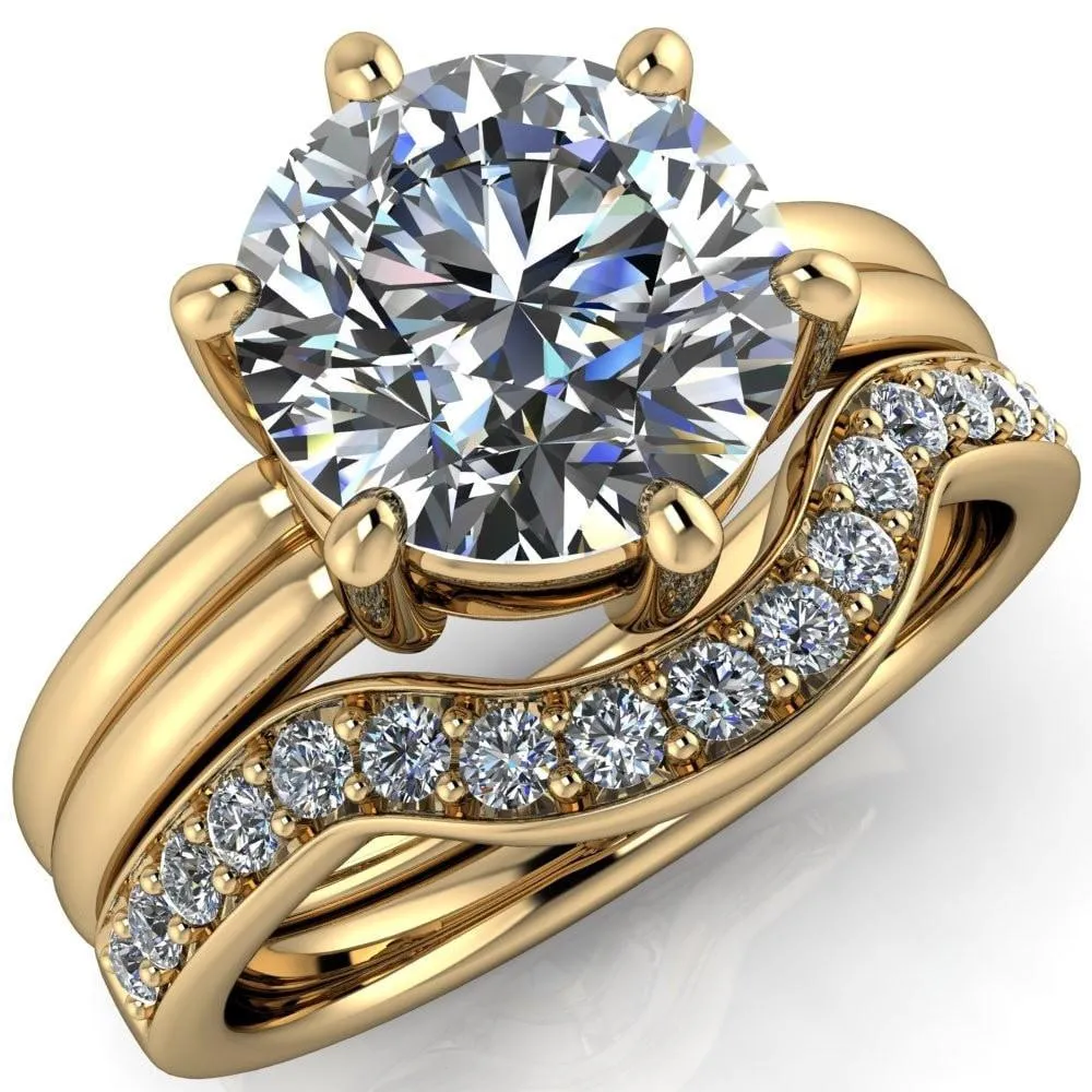 Knox Round Center Stone 6 Prong Shank Split Engagement Ring