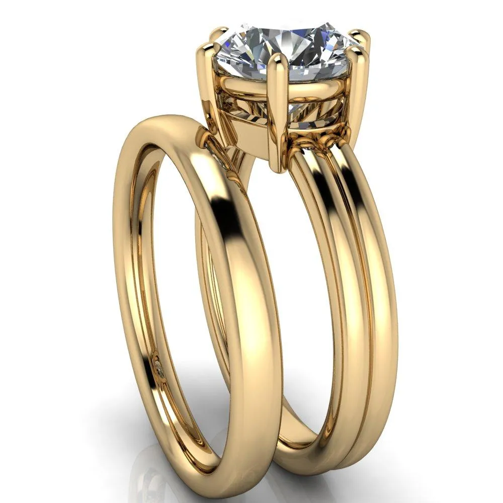 Knox Round Center Stone 6 Prong Shank Split Engagement Ring
