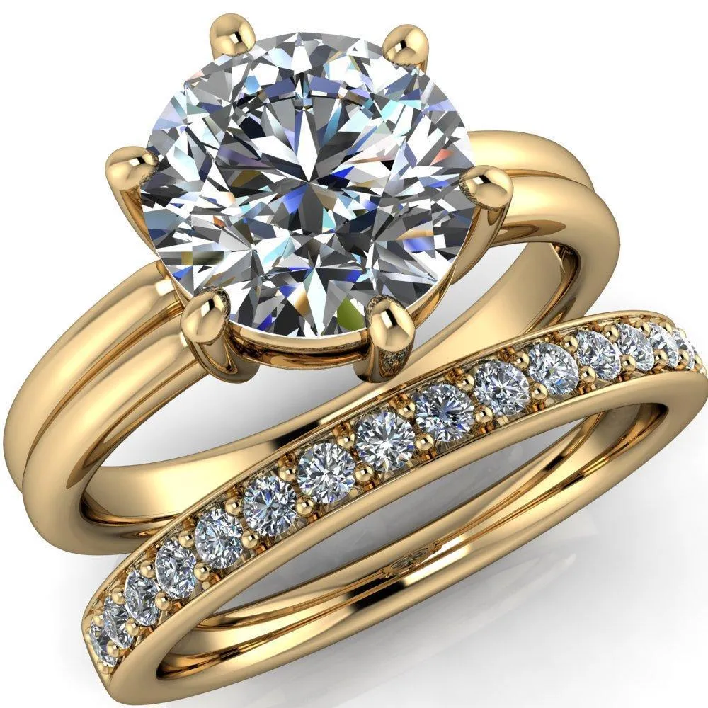 Knox Round Center Stone 6 Prong Shank Split Engagement Ring