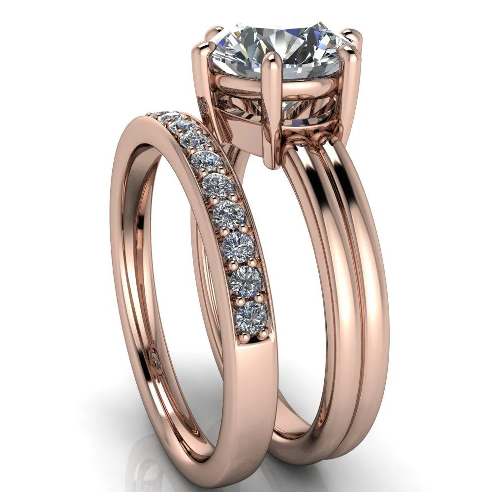 Knox Round Center Stone 6 Prong Shank Split Engagement Ring