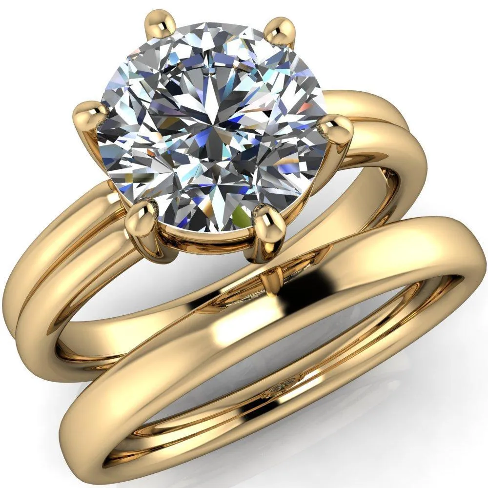 Knox Round Center Stone 6 Prong Shank Split Engagement Ring