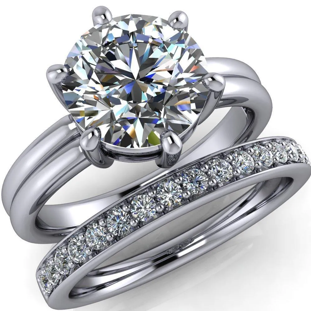 Knox Round Center Stone 6 Prong Shank Split Engagement Ring