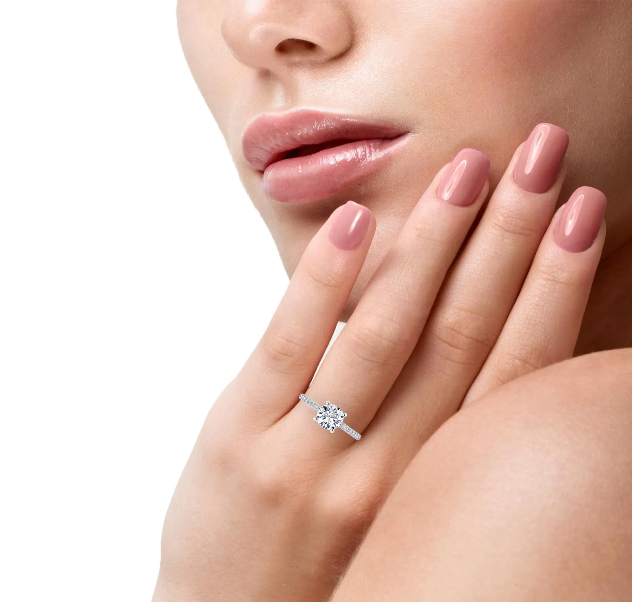 Lab Grown Diamond Pave Petite Engagement Ring