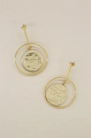 Lady Luck 18k Gold Plated Coin Dangle Statement Earrings