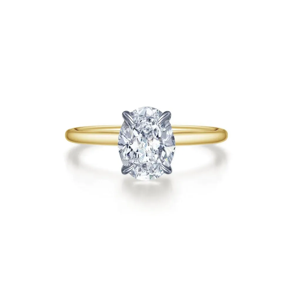 Lafonn Sterling Silver/TR Gold Oval Solitaire Engagement Ring