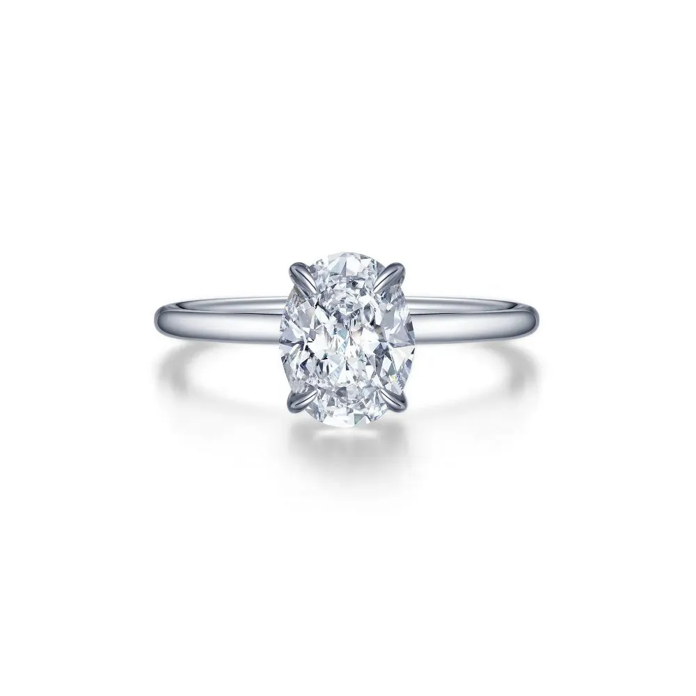 Lafonn Sterling Silver/TR Gold Oval Solitaire Engagement Ring