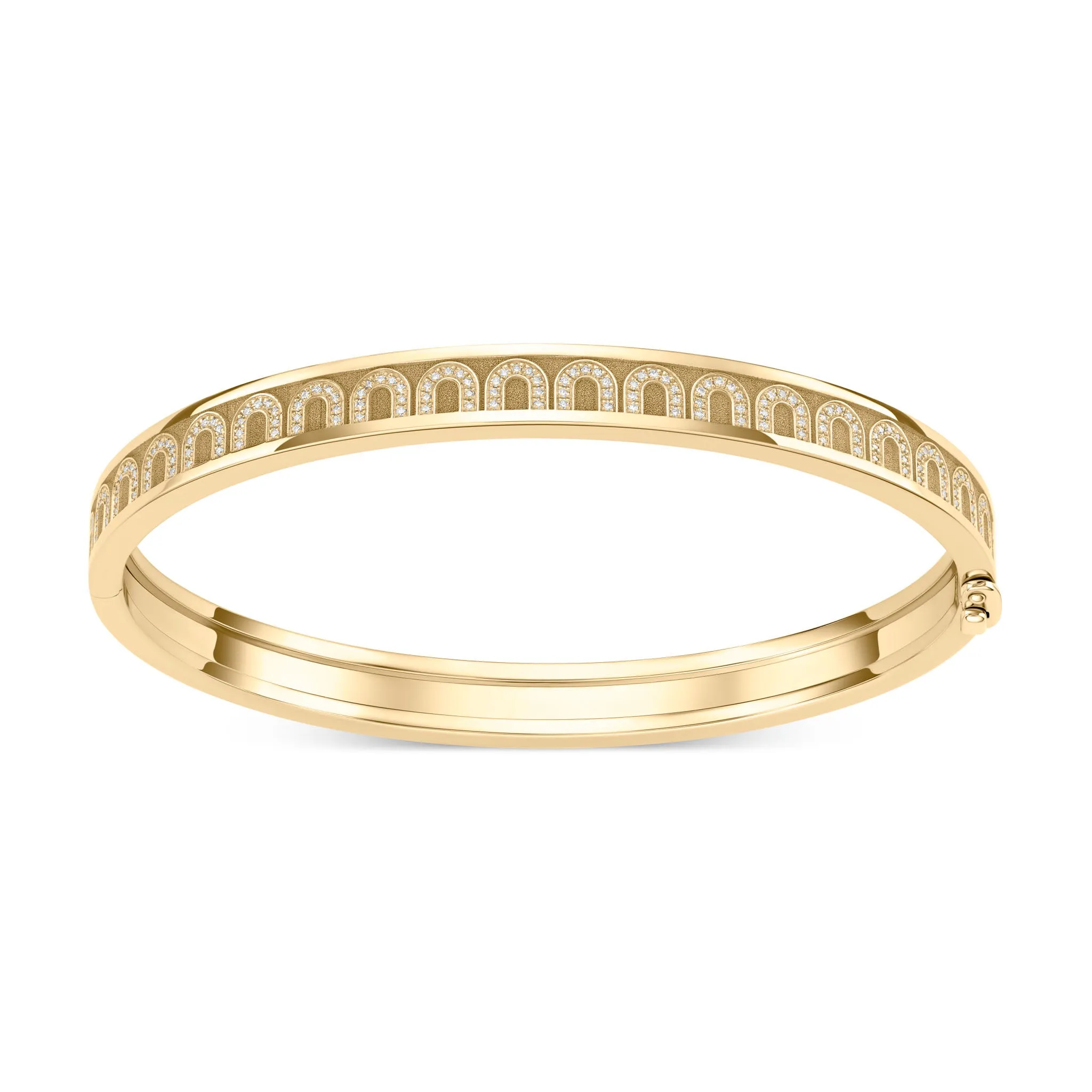 L'Arc de DAVIDOR Bangle PM, 18k Yellow Gold with Satin Finish and Arcade Diamonds