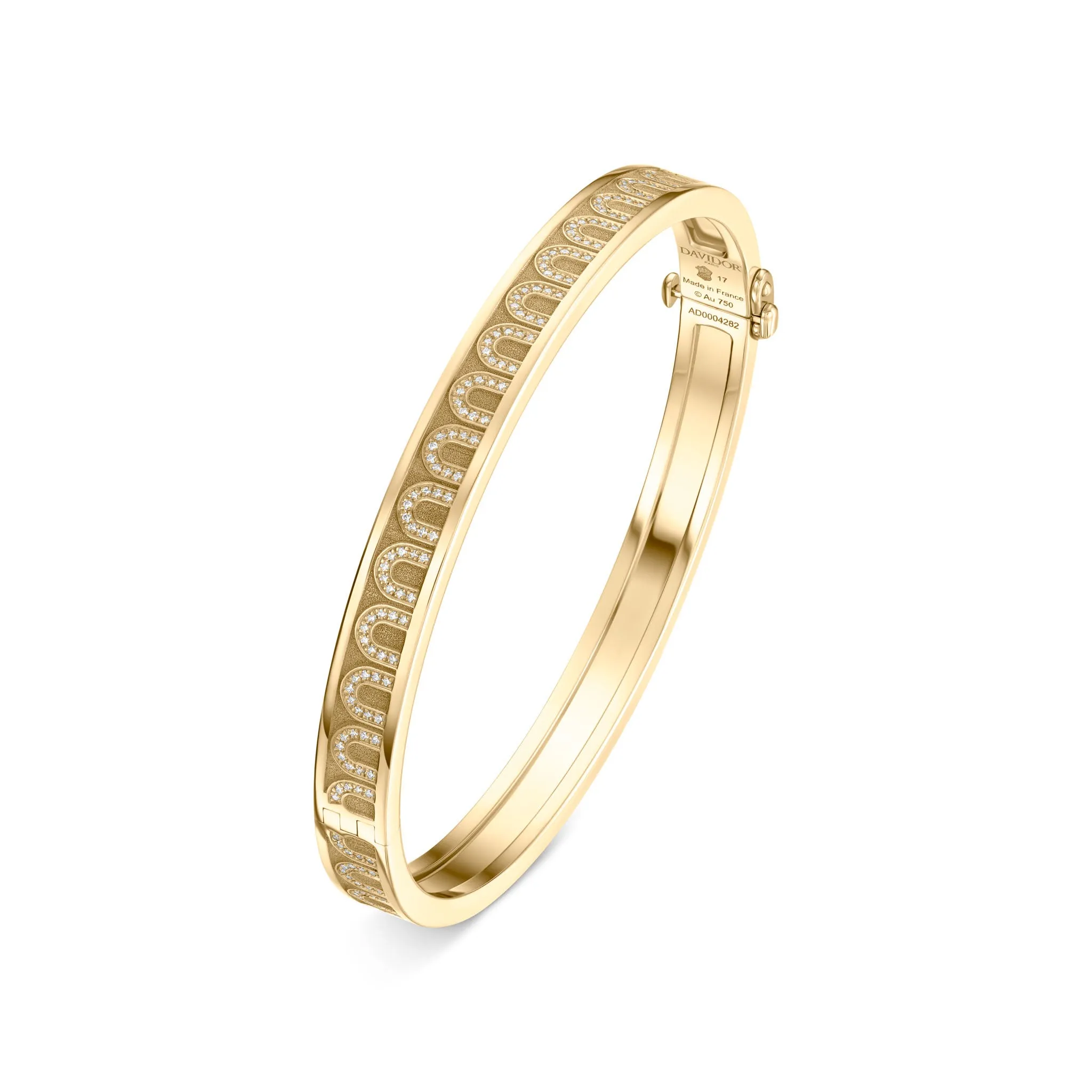 L'Arc de DAVIDOR Bangle PM, 18k Yellow Gold with Satin Finish and Arcade Diamonds