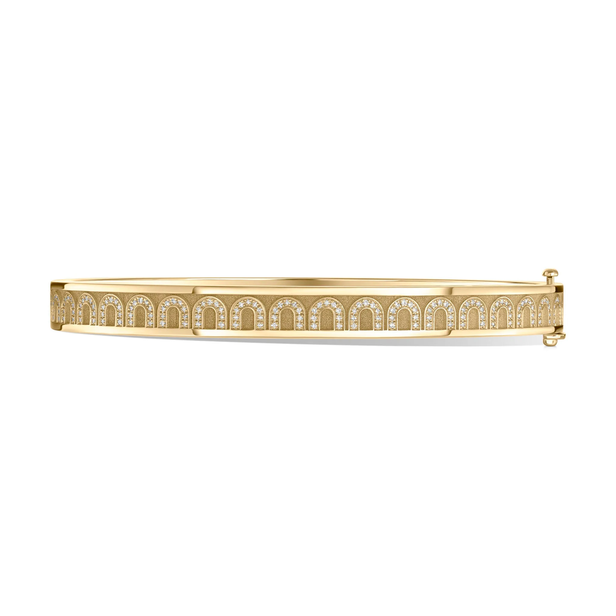 L'Arc de DAVIDOR Bangle PM, 18k Yellow Gold with Satin Finish and Arcade Diamonds