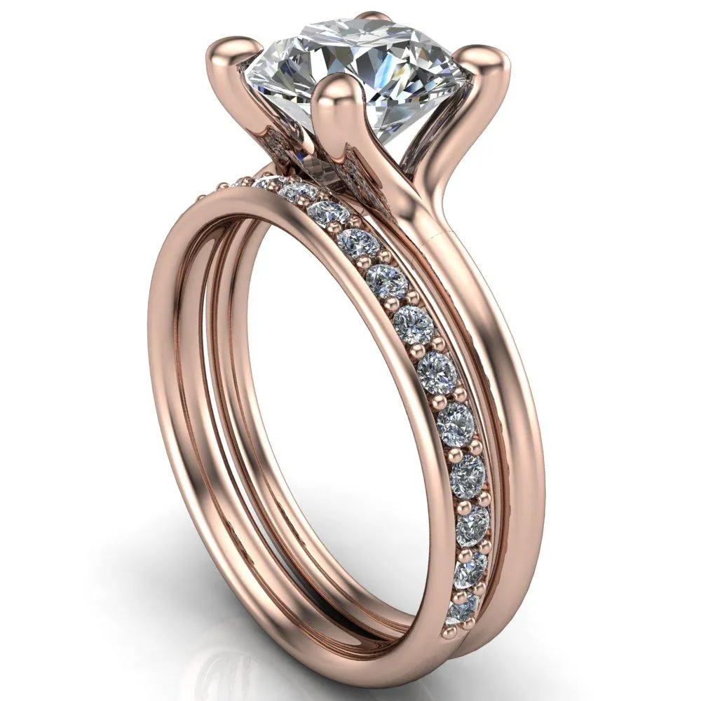 Laurissa Round Center Stone Split 4 Prong U Shape Bridge Solitaire Ring