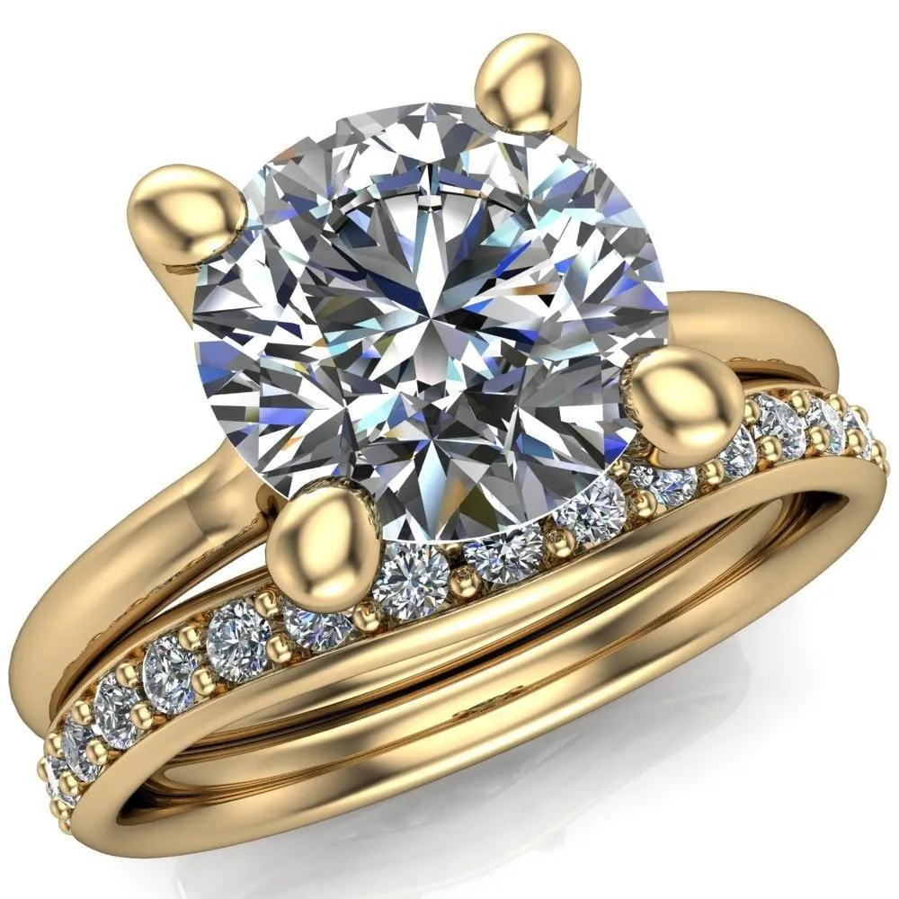 Laurissa Round Center Stone Split 4 Prong U Shape Bridge Solitaire Ring