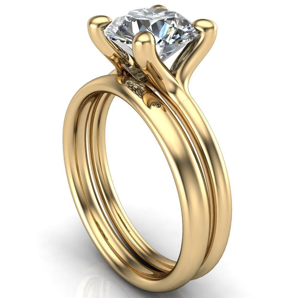 Laurissa Round Center Stone Split 4 Prong U Shape Bridge Solitaire Ring