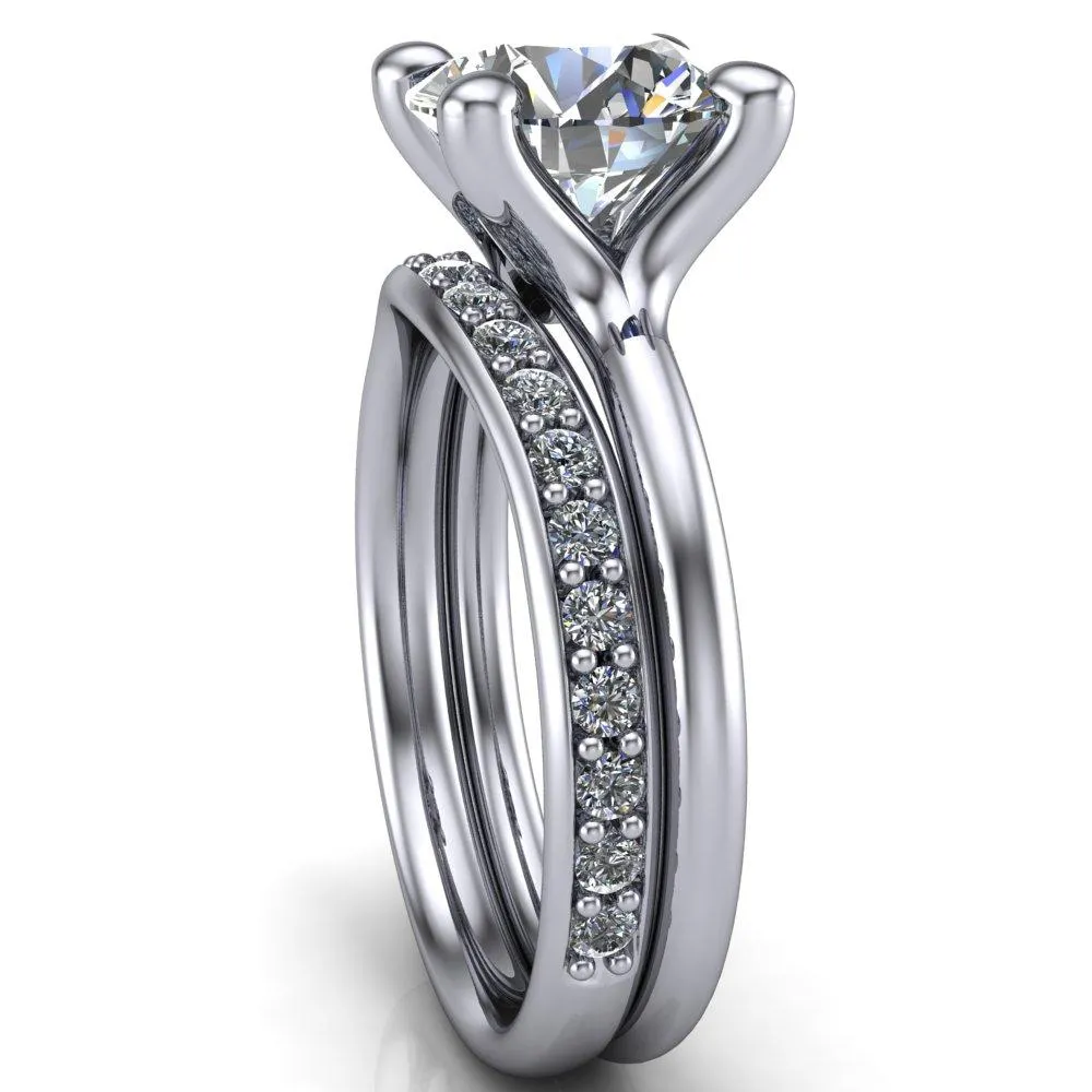 Laurissa Round Center Stone Split 4 Prong U Shape Bridge Solitaire Ring