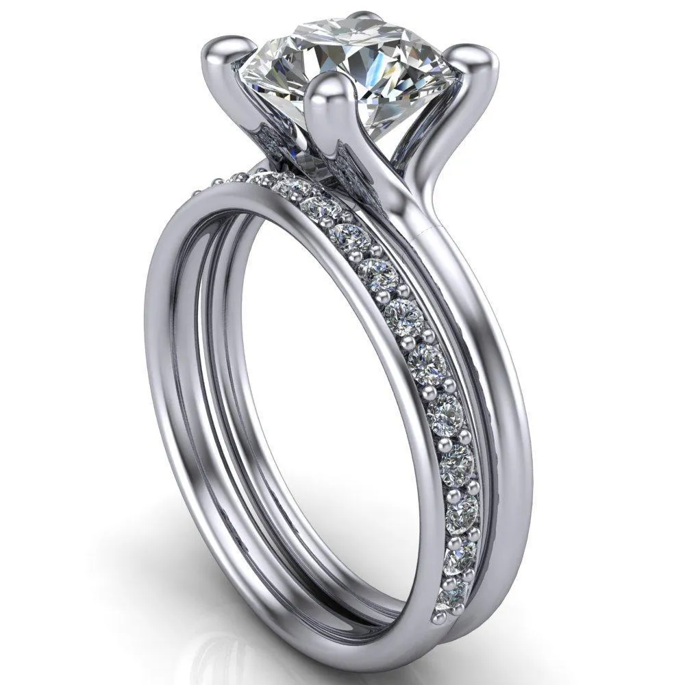 Laurissa Round Center Stone Split 4 Prong U Shape Bridge Solitaire Ring