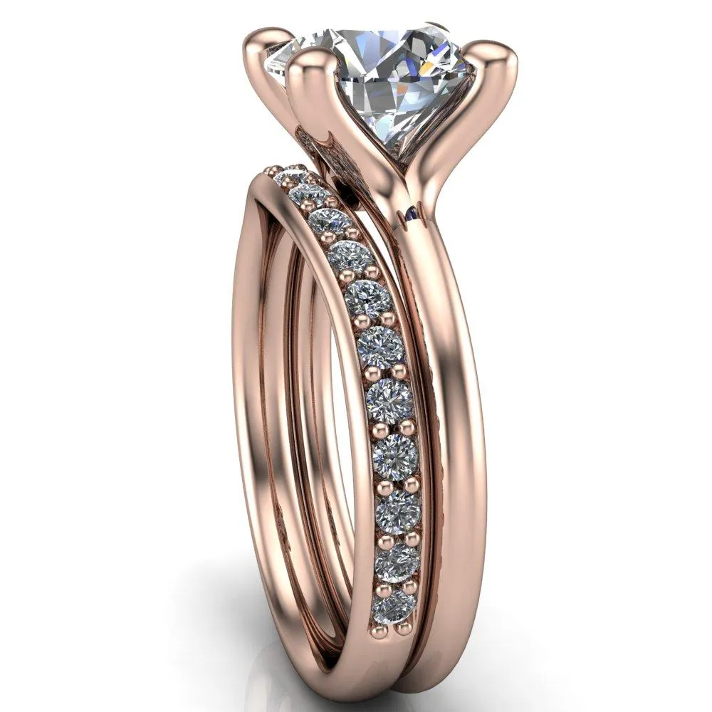 Laurissa Round Center Stone Split 4 Prong U Shape Bridge Solitaire Ring
