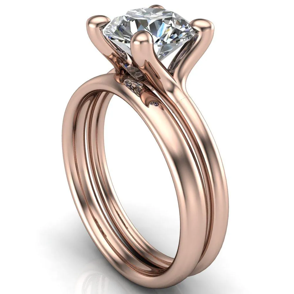 Laurissa Round Center Stone Split 4 Prong U Shape Bridge Solitaire Ring
